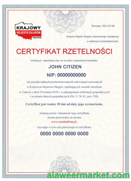 POLAND business certificate